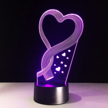 Lampe LED 3D en forme de cœur, veilleuse 7 couleurs, alimentation USB