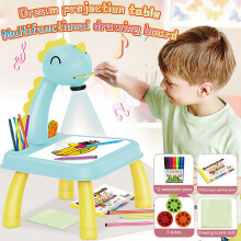 Kids Drawing Projector Desk with Light Music and Erasable