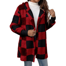 Manteau d'hiver en fausse fourrure polaire duveteuse pour femme, ouvert sur le devant