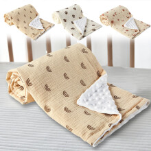 Gauze Throw Blanket Beige White 100x120cm