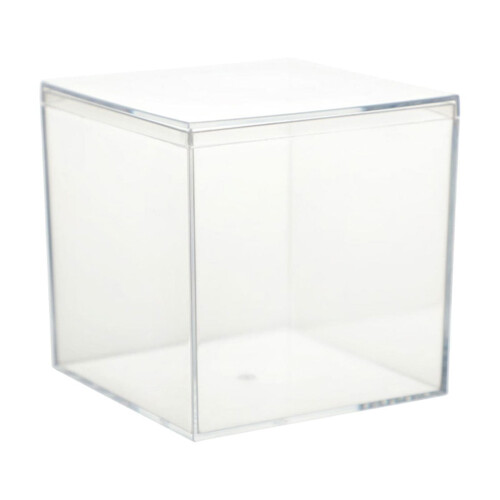 Clear Plastic Cube Storage Box with Lid – 7.5 cm, 12-Pack