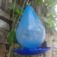 Glass Wild Bird Waterer Teardrop Shape Gray-Blue