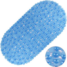 Badmat met kiezelmotief, blauw, 27x14 inch, met 167 zuignappen