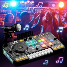 DJ Console Toy with Mic Bluetooth 8 Keys LED Lights