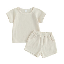 Toddler Gender Neutral 2-Piece Set Knit Top and Shorts