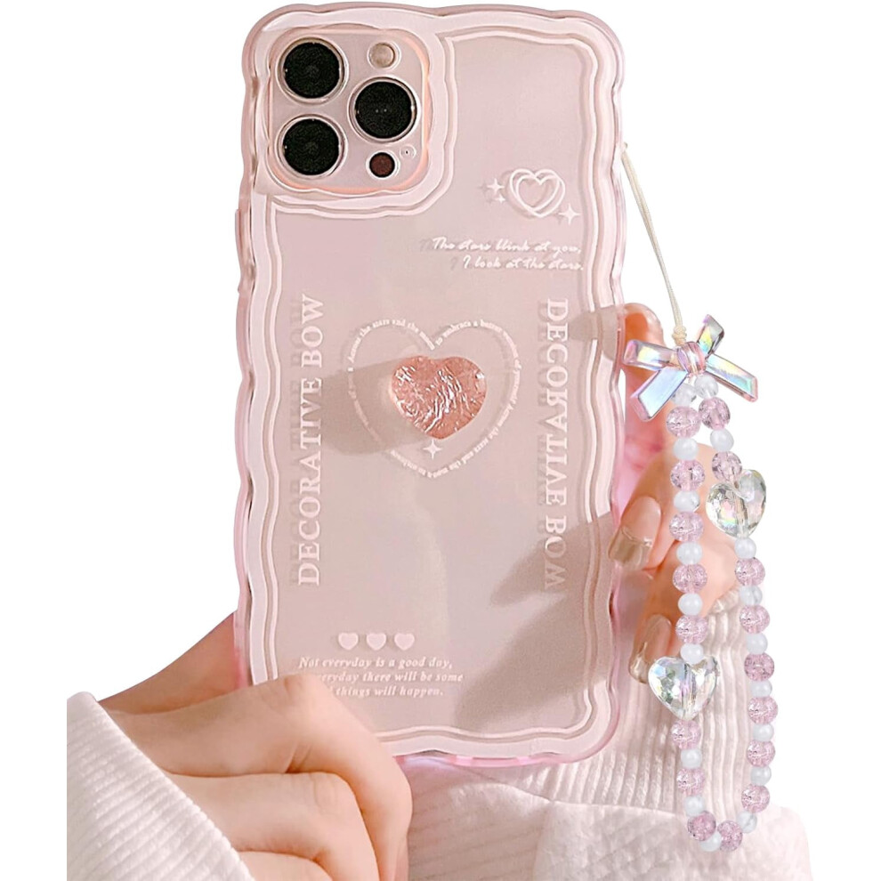 Iphone 12 Pro Clear Slim Case With 3D Heart And Charm Pink 937196931262