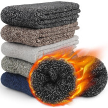 Merino Wool Hiking Socks for Men Thermal Crew 5 Pairs US