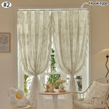 Vintage Rustic Farmhouse Curtains Floral Print 2-Piece