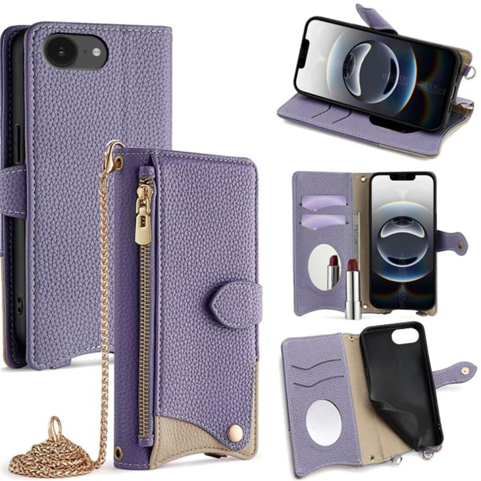 Pu Leather Magnetic Flip Wallet Case For Iphone 16E Purple 9152228004153