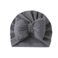 Baby knitted hairbands solid color bow flower dark gray