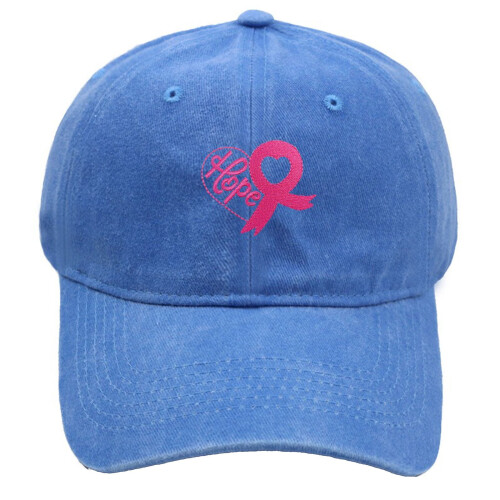 Pink Ribbon Embroidered Baseball Cap Adjustable Denim Hat