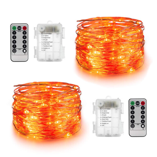 Orange Halloween Fairy Lights 16.4ft 50LED 2-Pack