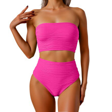 Women's Bandeau Bikini Set Strapless High-Waisted Two-Piece