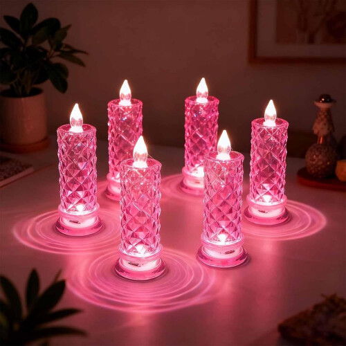 Velas de cristal LED sem chama para decoração romântica (pacote com 6)