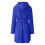Women's Fleece Bathrobe V-Neck Long Sleeve Solid Blue 2X 4