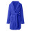 Women's Fleece Bathrobe V-Neck Long Sleeve Solid Blue 2X 5