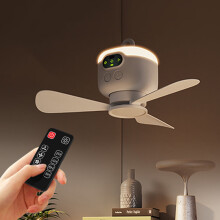 Ventilateur de plafond suspendu rechargeable 10,63 pouces avec télécommande et