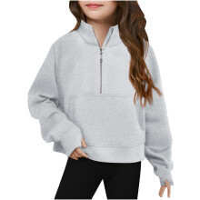 Girls Fleece Half-Zip Sweatshirt with Thumb Holes