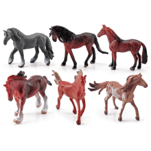 Plastic Horse Toy Figures Set - 6 Pieces