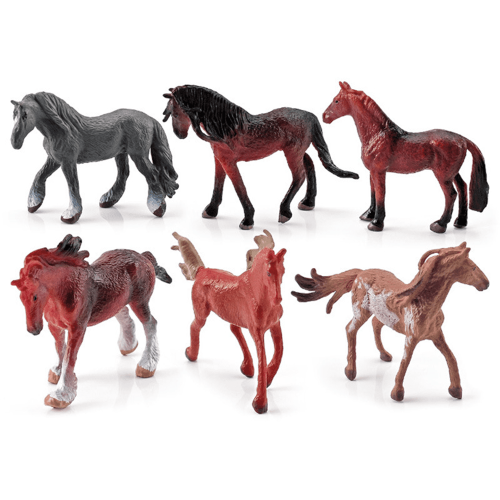 Plastic Horse Toy Figures Set - 6 Pieces