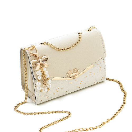 Crossbodytas voor dames, klein, van leer, gebroken wit