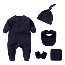 Conjunto de pelele para bebé, mono de manga corta con pies y gorro.