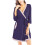 Robe curta feminina de algodão com mangas 3/4 e blocos de cores. 1