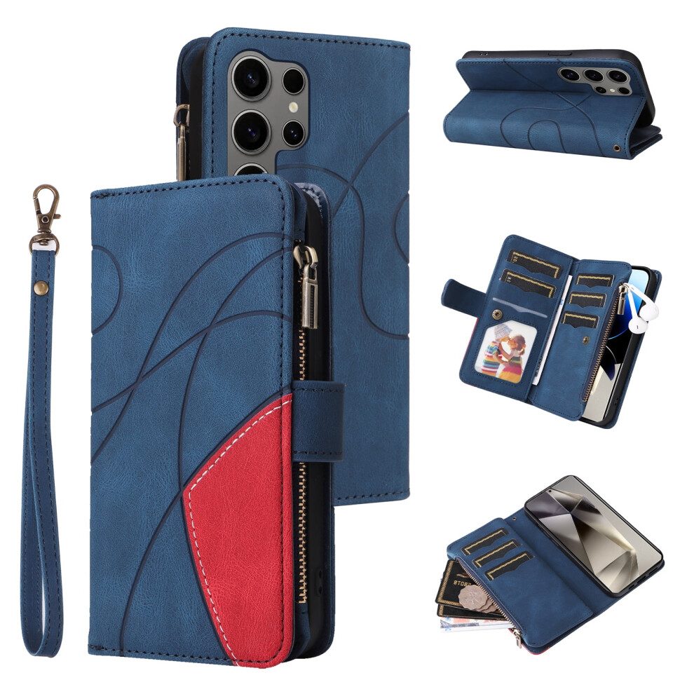 Samsung Galaxy S25 Ultra 5G Wallet Case 9-Card Holder Blue 9170372584925