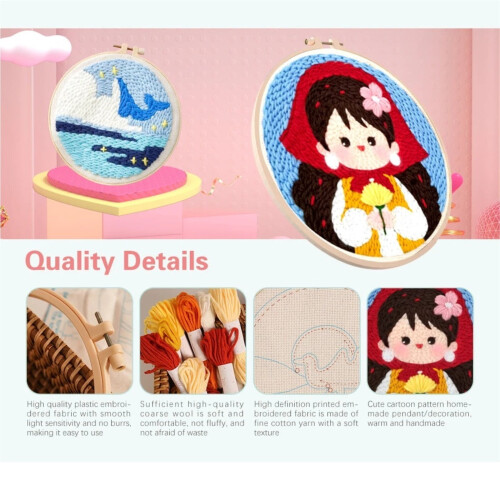 Punch Needle Embroidery Kit Healing Weave 20x20 cm 2