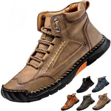 Botas de cuero para hombre, hechas a mano, cómodas, antideslizantes y con arco.