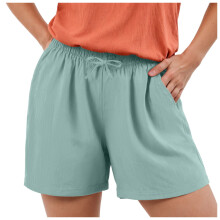 Women's Cotton Linen Shorts High Waist Wide Leg Mint Green