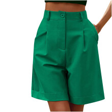Women's Bermuda Shorts Summer Elastic High-Waisted Wide-Leg