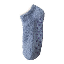 Chaussettes courtes en velours pour femmes avec bande de silicone antidérapante bleues