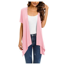 Women's Lightweight Open-Front Cardigan with Pockets Pink M