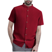 Men's Dress Shirt Short Sleeve Stretch Collarless 1 Pack