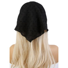 Black Floral Lace Triangle Head Scarf for Women Lightweight