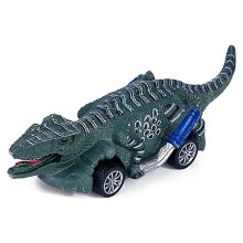 Carrinhos de dinossauro com mecanismo de fricção para crianças de 3 a 9 anos, feitos de plástico resistente.