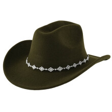 Hata Bóbói an Iarthair Fedora Boihéamach le Rhinestone Glas