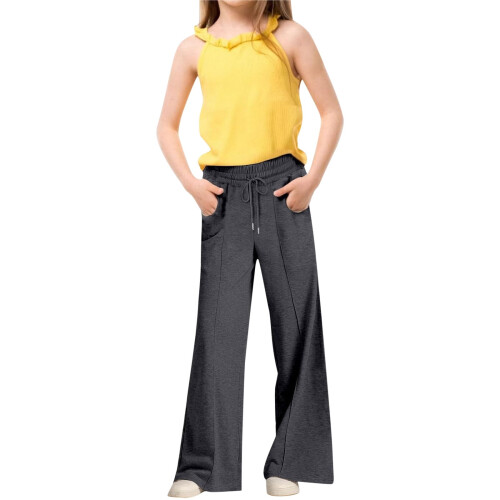 Girls' Casual Solid Pants Breathable Long Trousers Size 1