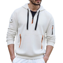 Sweat à capuche décontracté en polaire pour homme avec poches et fermeture éclair 1/4