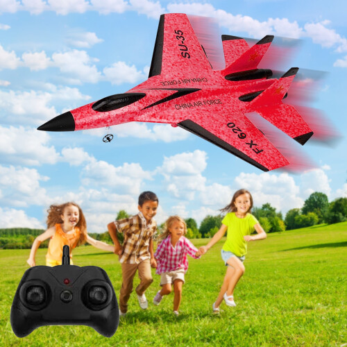 RC Fighter Plane with Lights 2.4GHz Foam Glider