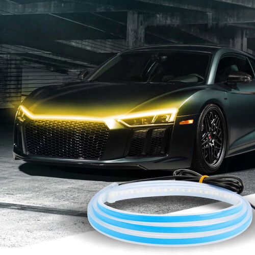 Tira de luces LED flexible e impermeable para capó, DRL59 pulgadas