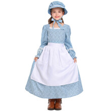 Girls floral scarf dress long sleeve blue size 6-12 years