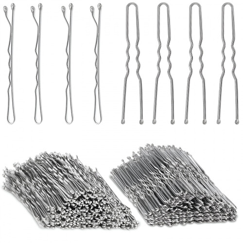 Kit com 200 grampos de cabelo prateados para mulheres e meninas.