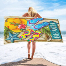 Microvezel strandhanddoek met tropische print, 27,5 x 60 inch