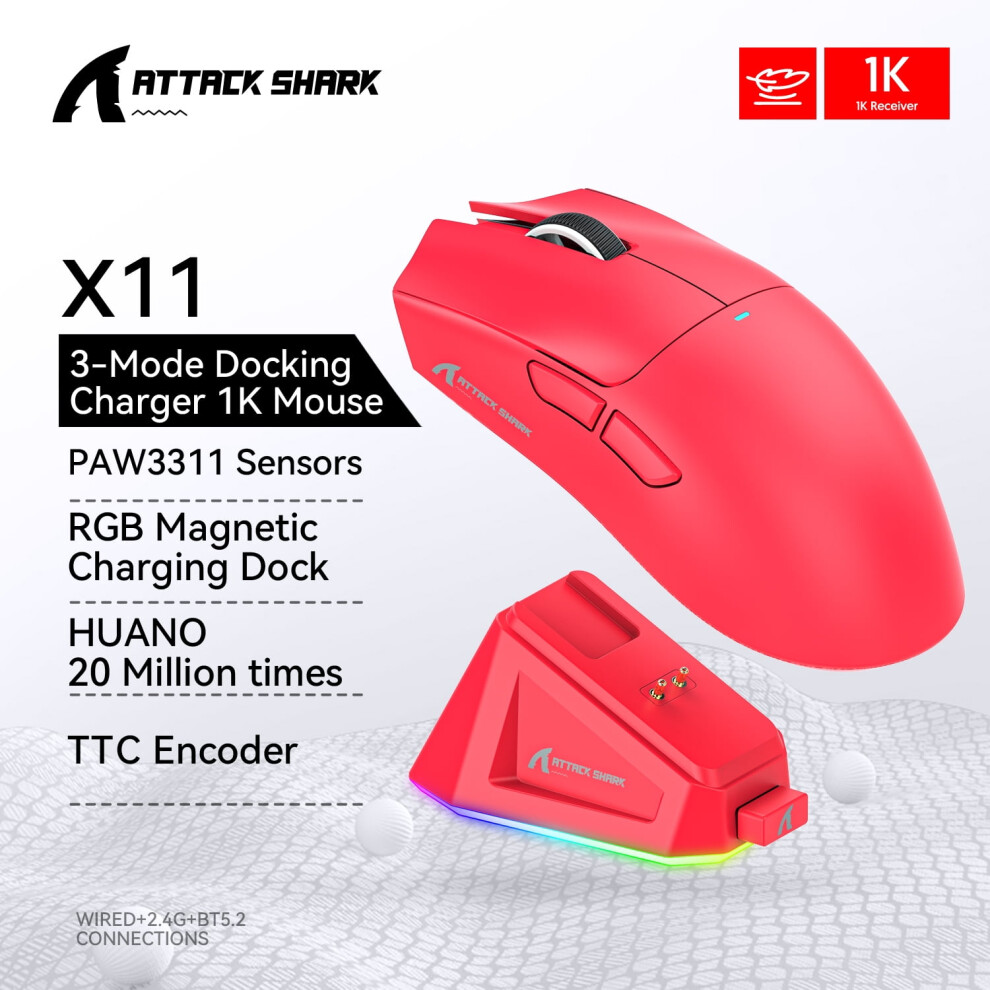 Attack Shark X11 Wireless Gaming Mouse With Tri-Mode 9087558897864