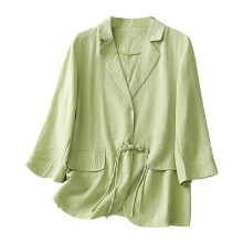 Cotton linen blazer jacket with lapel and pockets
