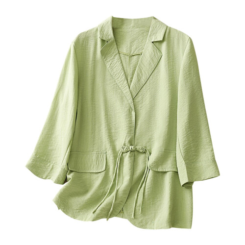 Blazer aus Baumwoll-Leinen mit Revers und Taschen