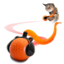 Kattleksaksboll med fjädersvans Automatisk rullande Orange