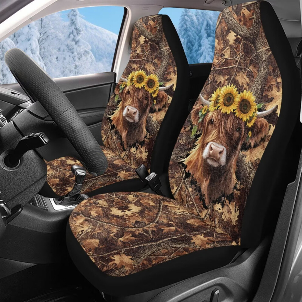 Highland Cow Car Seat Covers Soft Plush 2-Pack Coral 9558830562430